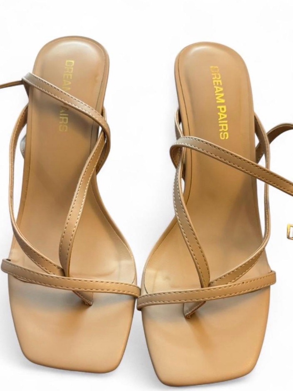 Dream Pairs Women's Nude Tan Strappy Square-Toe Sandals